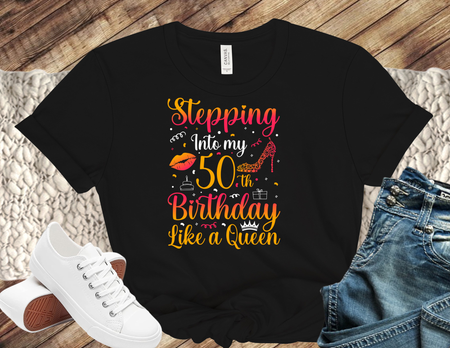 Stepping into my 50th Birthday T-shirt