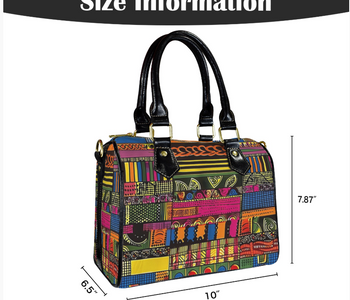 Bag-Boston Bag with African Print, Everyday Bag, Shoe Bag, Lunch Container for Work/Office/Picnic/Travel