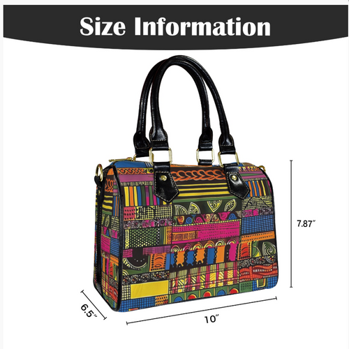 Bag-Boston Bag with African Print, Everyday Bag, Shoe Bag, Lunch Container for Work/Office/Picnic/Travel