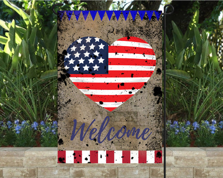 Flag-4th of July Welcome Garden Flag 12"x18"-Vertical Double side Outdoor Decor 12x18 Inch