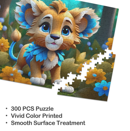 Puzzle- Baby Lion Puzzle from Photo: 300 Jigsaw Puzzle Pieces, Custom Puzzle for Birthday, Toddler, Wedding, Kids, Family, Pet, etc.
