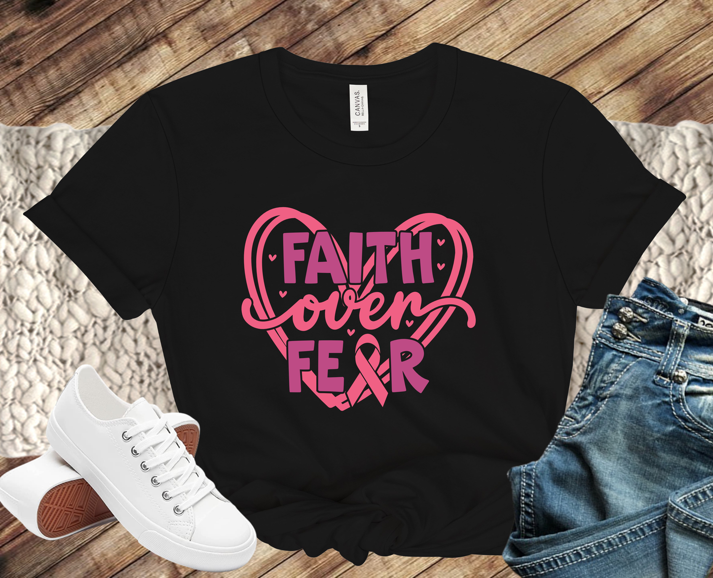 T-Shirt-Faith Over Fear Christian Shirt ,Christian Comfort Shirt ,Jesus Christian Shirts, Trendy Shirt ,Bible Verse Shirt