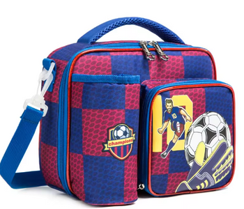 Waterproof Insulated Cooler/Lunch Bag With Water Bottle Pocket Cartoon Lunch Bags For Kids Football