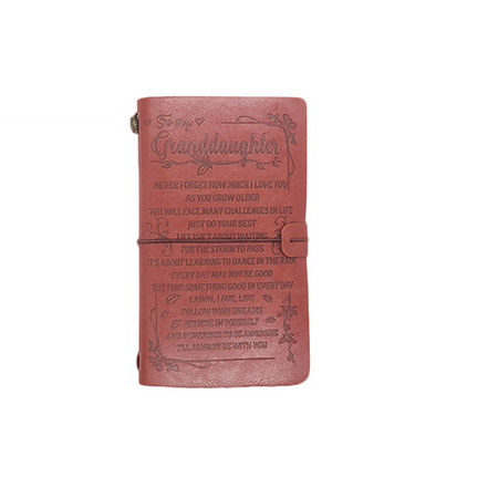To My Granddaughter Pink/Brown Writing Journal, Brother Gifts, Husband Gift Leather Travel Journal 140 Pages Presents, Graduation Christmas Valentines Wedding Day Birthday Gifts for Sister, Granddaughter, etc.
