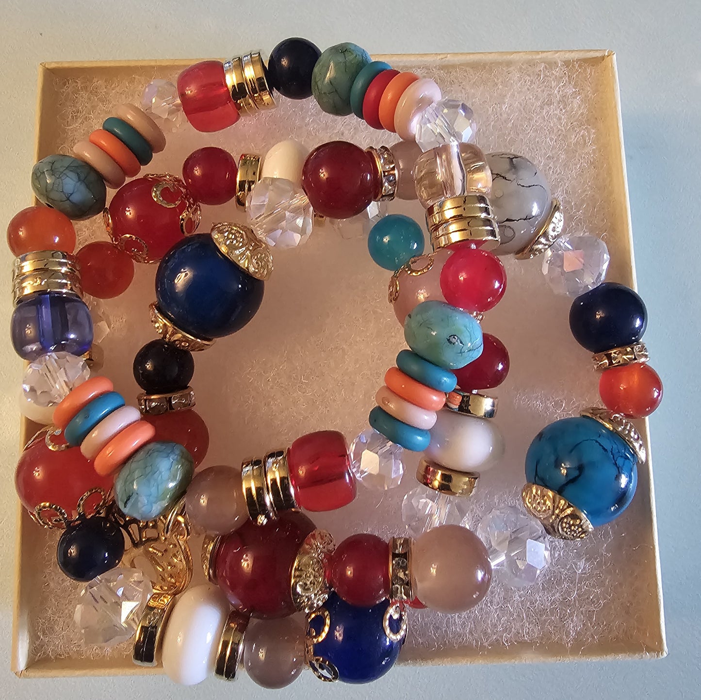 SR 3PCS Beaded Bracelets Set for Women, Girls Multi Color
