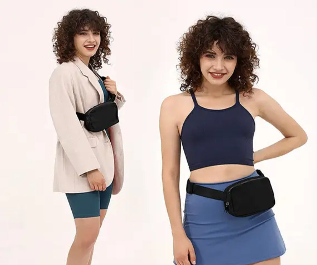 Bag- Felt Bag, Crossbody Bag Fanny Pack for Women Fashionable, Everywhere You Go, Waterproof Hip Waist Bag, Fashion Travel Chest Bag, Matte Black , Adjustable Strap for Traveling, Hiking, Walking