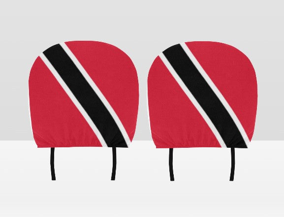 1 Pair Headrest Covers for American Flag, Seat Cover Accessories Black Fabric Car Headrest Protector Universal Fit to All Car/Truck Models (Trinidad and Tobago Flag)