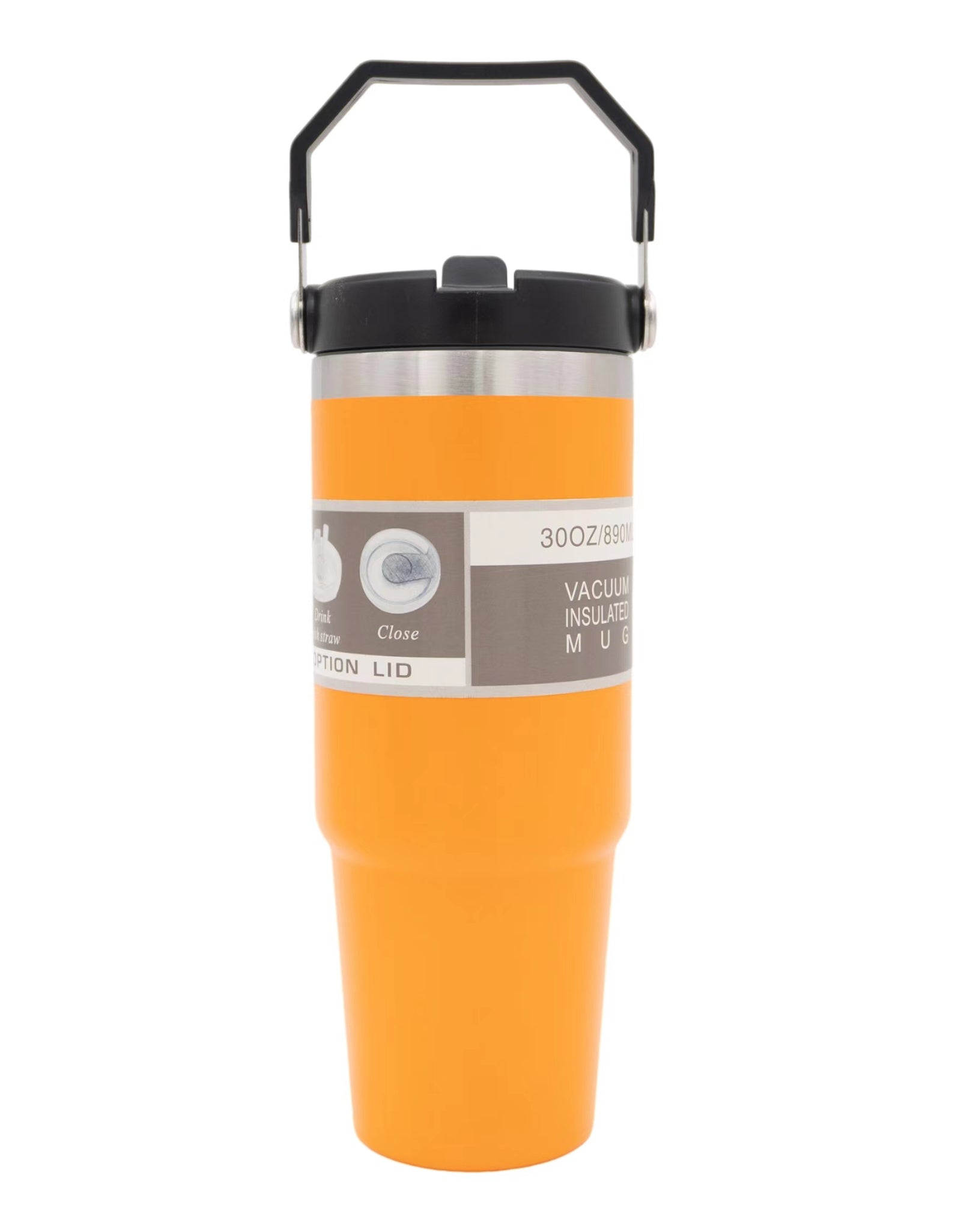 Tumbler-Orange IceFlow Stainless Steel Tumbler, Vacuum Insulated Water Bottle for Office, Car, Reusable Cup with Straw, Leak Resistant Flip Cold for 12 Hours, 30oz Cup