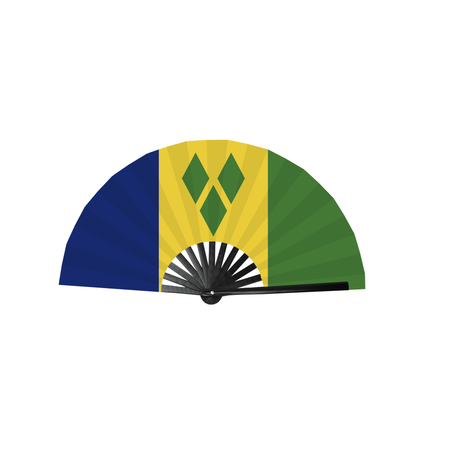SR- Saint Vincent and the Grenadines Caribbean Country National Flag Bamboo Folding Hand Held Fans, made with Bamboo sticks (Copy)