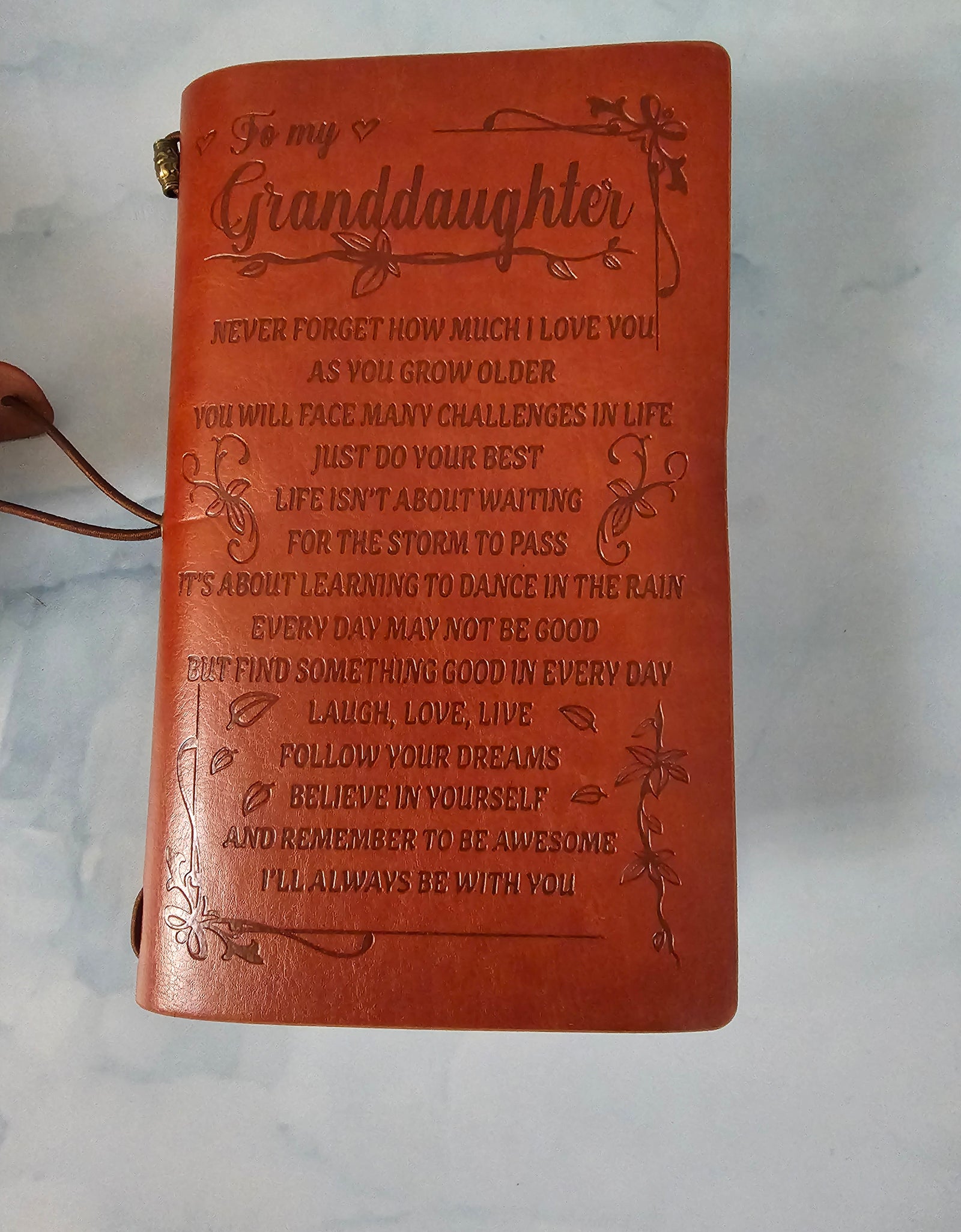 To My Granddaughter Pink/Brown Writing Journal, Brother Gifts, Husband Gift Leather Travel Journal 140 Pages Presents, Graduation Christmas Valentines Wedding Day Birthday Gifts for Sister, Granddaughter, etc.