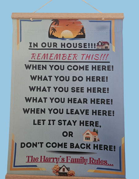 Double Sided House Flag, House Rules, In Our House, Remember This, for 12x18" Flag