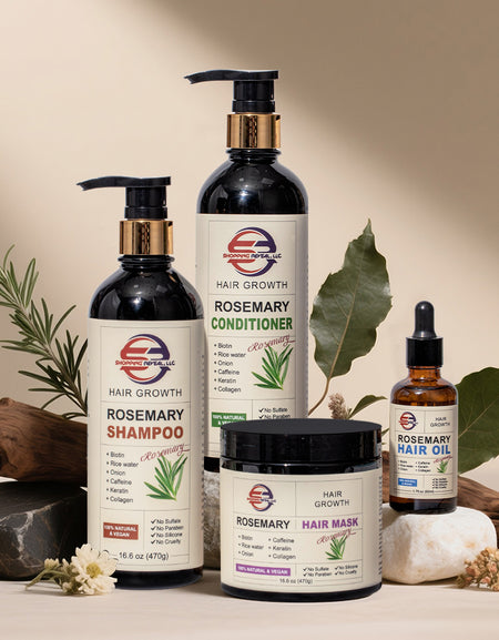 Shopping Reveal Rosemary 100% Natural Care; Vegan Hair Growth set, Strengthen Thinning Hair Care Set Infused with Biotin, Collagen, Caffeine and Keratin Helps Strengthen your Hair
