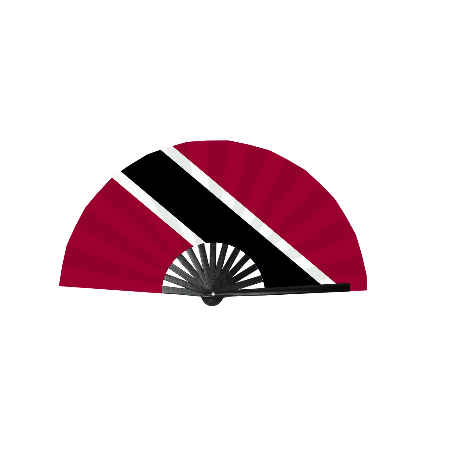 SR Trinidad and Tobago Caribbean Country National Flag Bamboo Folding Hand Held Fans, made with Bamboo sticks