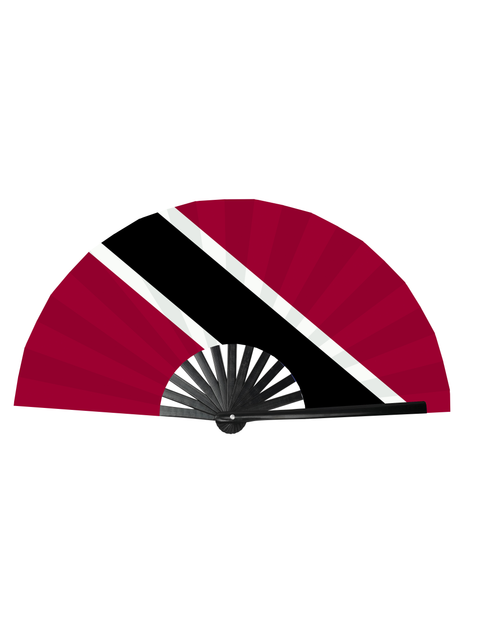 Load image into Gallery viewer, SR Trinidad and Tobago Caribbean Country National Flag Bamboo Folding Hand Held Fans, made with Bamboo sticks
