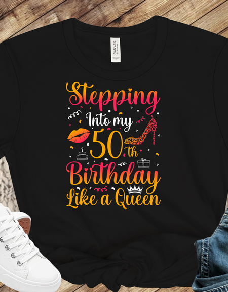 Stepping into my 50th Birthday T-shirt