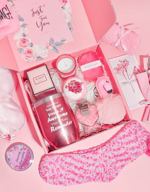 Load image into Gallery viewer, SR Gifts Made Especially for you, Happy Birthday, Female Gift Ideas for Best Friend, Pink Box Gift Basket for Women Gifts Set for Teenage Girl ,Sister, Mom, Relaxing Set
