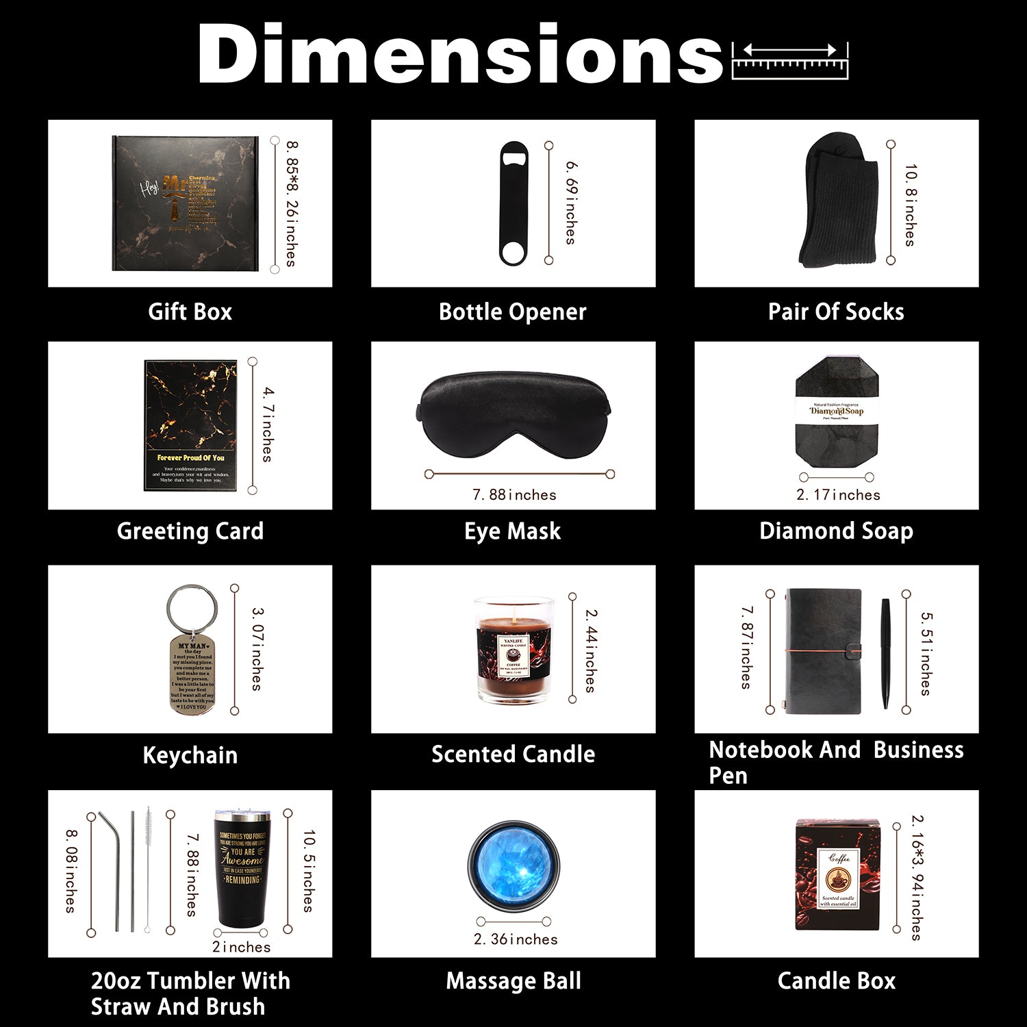 SR-12 -PCS Care Gift Box for Men, Home Care, Birthday Gift Sets for Men Unique Gift Items, Dad, Brother w/Tumbler