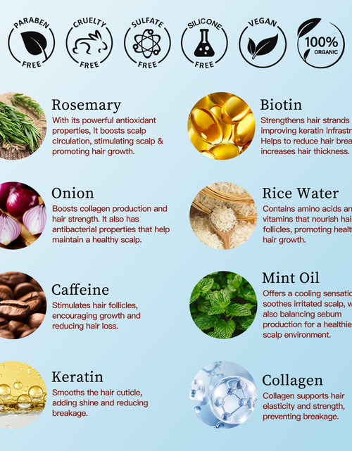 Load image into Gallery viewer, Shopping Reveal Rosemary 100% Natural Care; Vegan Hair Growth set, Strengthen Thinning Hair Care Set Infused with Biotin, Collagen, Caffeine and Keratin Helps Strengthen your Hair
