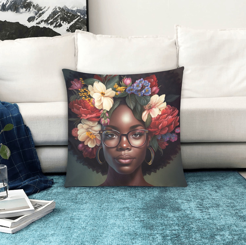 Girl with Flowers Pillow Case
