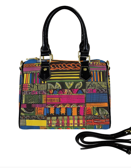 Bag-Boston Bag with African Print, Everyday Bag, Shoe Bag, Lunch Container for Work/Office/Picnic/Travel