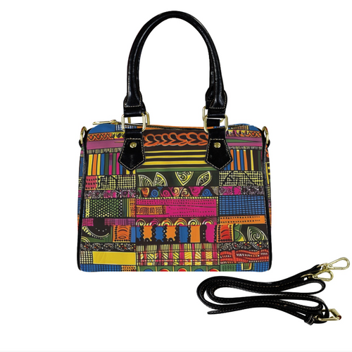 Bag-Boston Bag with African Print, Everyday Bag, Shoe Bag, Lunch Container for Work/Office/Picnic/Travel