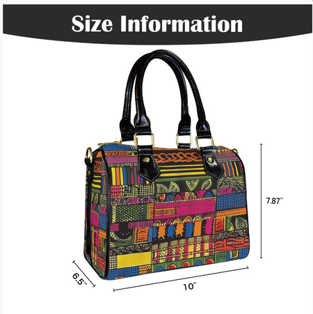 Bag-Boston Bag with African Print, Everyday Bag, Shoe Bag, Lunch Container for Work/Office/Picnic/Travel