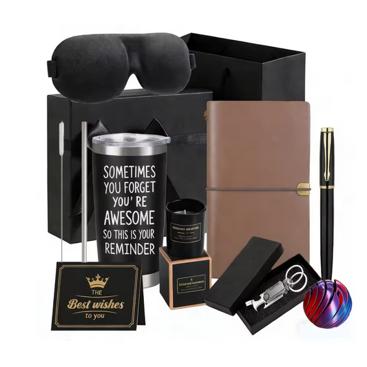 Men's Day Gift Set Black 20oz Tumbler, Notebook Pen Gift Set for Father's Day Birthday Gift Set
