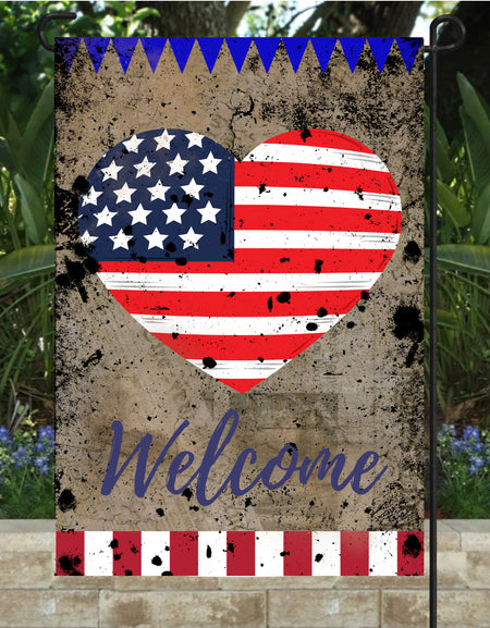 Flag-4th of July Welcome Garden Flag 12"x18"-Vertical Double side Outdoor Decor 12x18 Inch