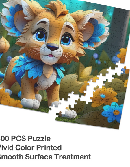 Puzzle- Baby Lion Puzzle from Photo: 300 Jigsaw Puzzle Pieces, Custom Puzzle for Birthday, Toddler, Wedding, Kids, Family, Pet, etc.