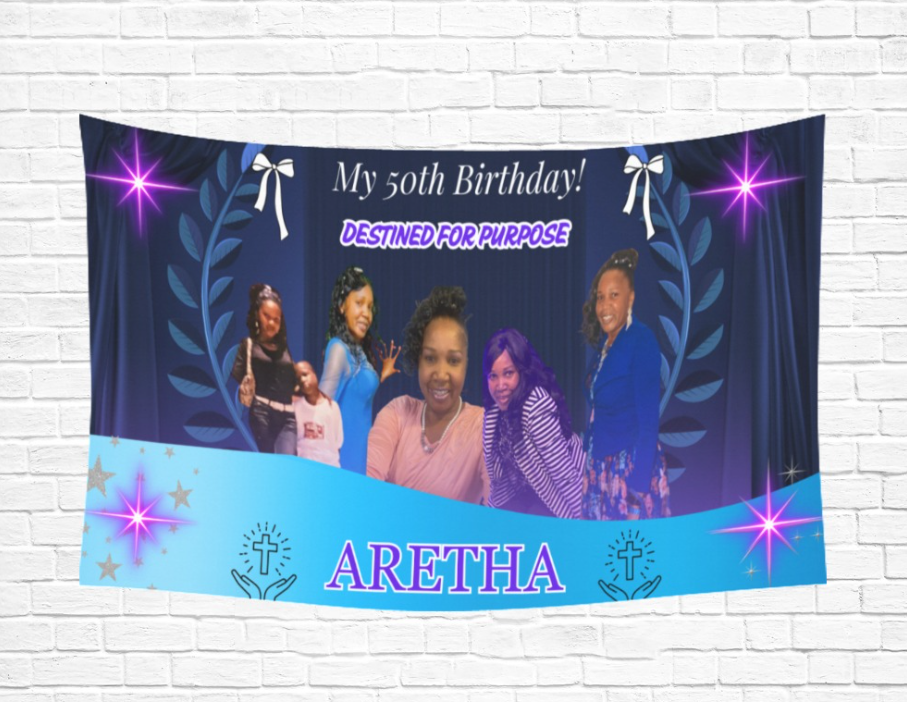 Custom Backdrop-Personalized Backdrop with name and photo customized wall hanging. For Wedding, Birthday, Father's day, Mother's Day gift and bedroom. 90x60 inch Horizontal