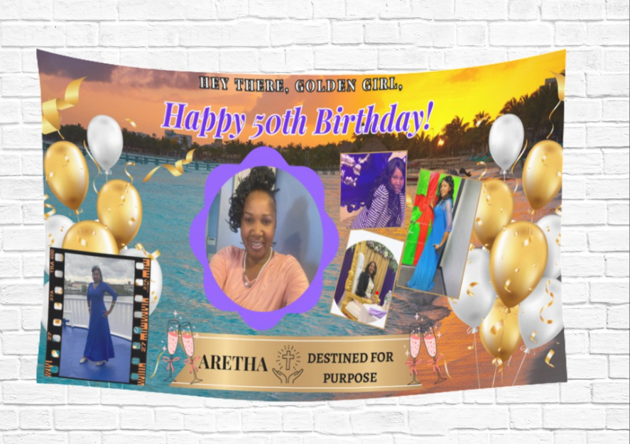 Custom Backdrop-Personalized Backdrop with name and photo customized wall hanging. For Wedding, Birthday, Father's day, Mother's Day gift and bedroom. 90x60 inch Horizontal