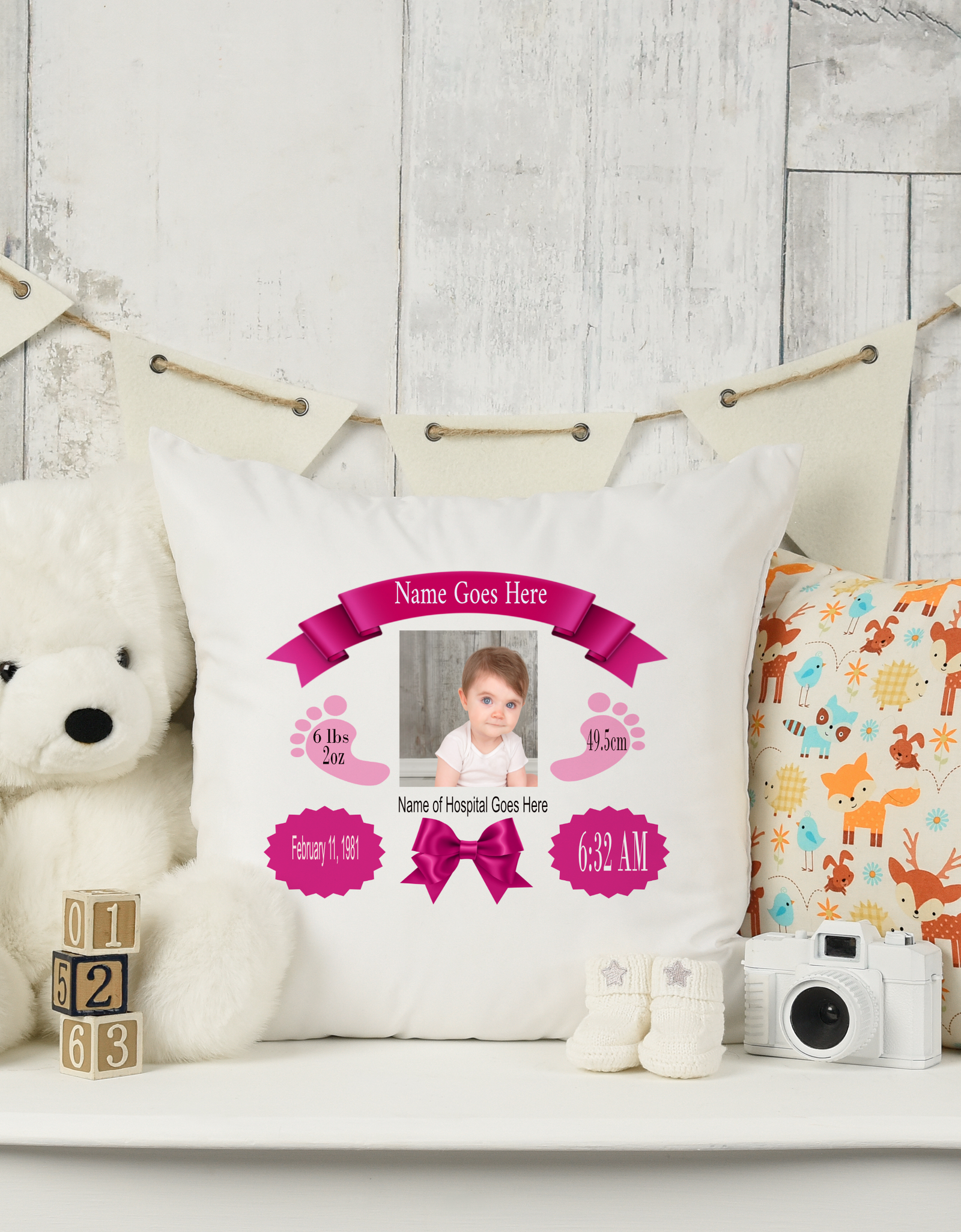 Pillow-Birth Announcement/Learning Pillow