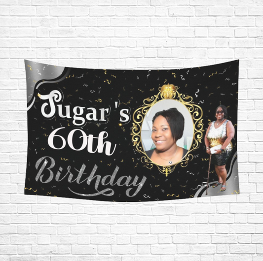 Backdrop-Custom Personalized Backdrop with name and photo customized wall hanging. For Wedding, Birthday, Father's day, Mother's Day gift and bedroom. 9x60 inch Horizontal