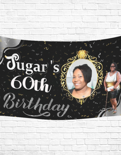 Load image into Gallery viewer, Custom Backdrop-Personalized Backdrop with name and photo customized wall hanging. For Wedding, Birthday, Father's day, Mother's Day gift and bedroom. 90x60 inch Horizontal
