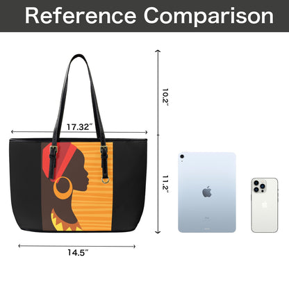 African Black Tote Bag- Leather Tote Bag/Large