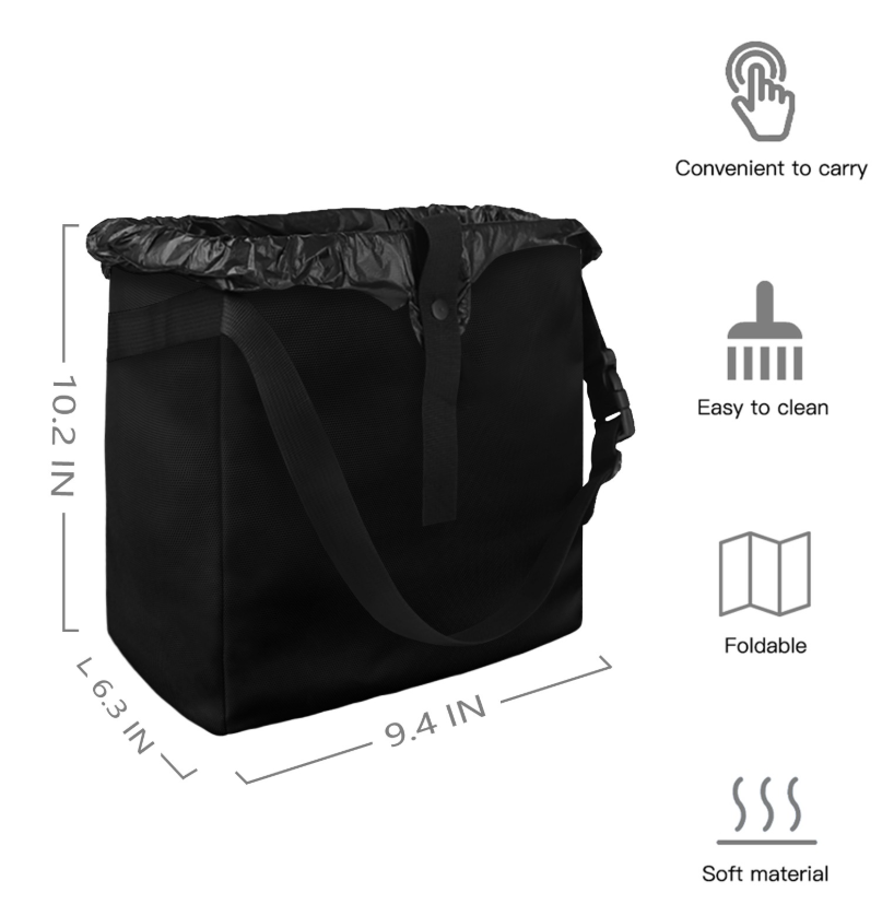 Black Trash Bag-Pink Cow Print Hanging Garbage Bin for any vehicle - Automotive Front and Back Seat Trash Can