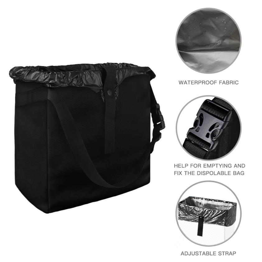 Black Trash Bag-Pink Cow Print Hanging Garbage Bin for any vehicle - Automotive Front and Back Seat Trash Can