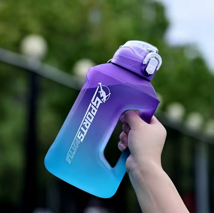 Drinkware-64oz Large Gallon Water Bottle with Cleaning Brush Covered Straw Spout and Carrying Handle Strap Perfect for Gym, Home, Work and Sports.