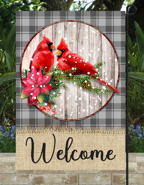 Load image into Gallery viewer, Welcome Garden Flag  with birds 12"x18"
