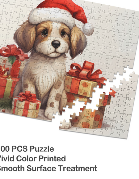 Puzzle-Christmas Dog Puzzle from Photo: 200, 300, 500, and 1000 piece puzzles, Custom Puzzle for Birthday, Toddler, Wedding, Kids, Family, Pet, etc