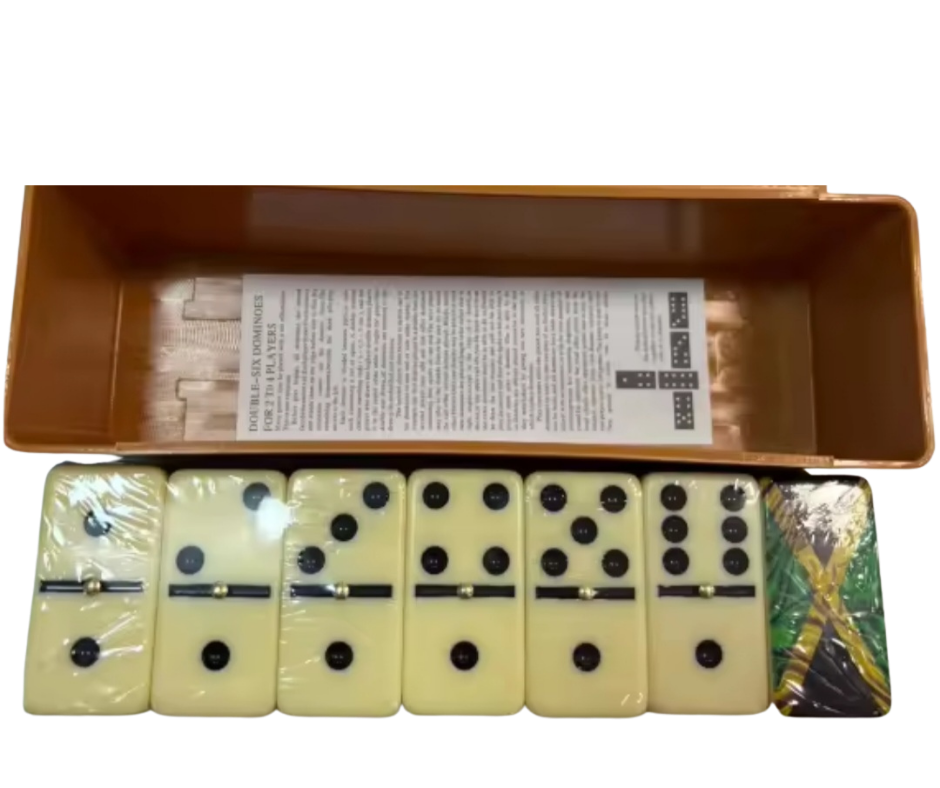 Dominoes- Jamaica Dominoes Family Games for Kids and Adults - Double Six Standard Dominos Set 28 Tiles with Wood Case