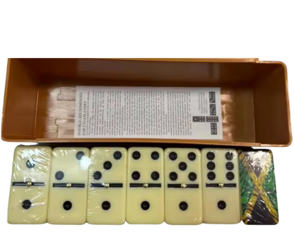 Dominoes- Jamaica Dominoes Family Games for Kids and Adults - Double Six Standard Dominos Set 28 Tiles with Wood Case