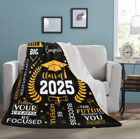 Blanket- Class of 2025 Blanket -Soft Micro Fleece Blanket 60"x80, Warm Blanket, a gift for anyone, Birthday Blanket