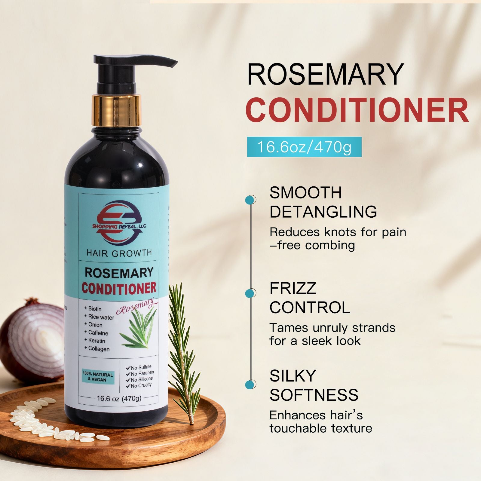 Shopping Reveal Rosemary 100% Natural Care; Vegan Hair Growth set, Strengthen Thinning Hair Care Set Infused with Biotin, Collagen, Caffeine and Keratin Helps Strengthen your Hair