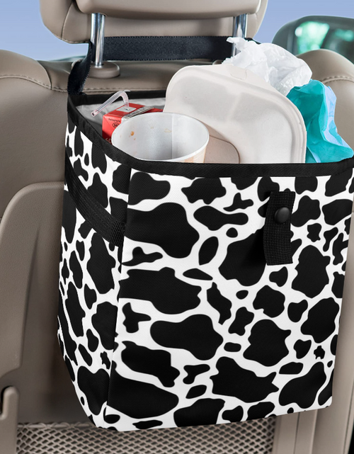 Load image into Gallery viewer, Black and White Car Trash Bag Stylish and multipurpose, Car Trash Bag, Car Trash Bin, Kids Toy Storage Bag, Keep Car Clean, Car Garbage can
