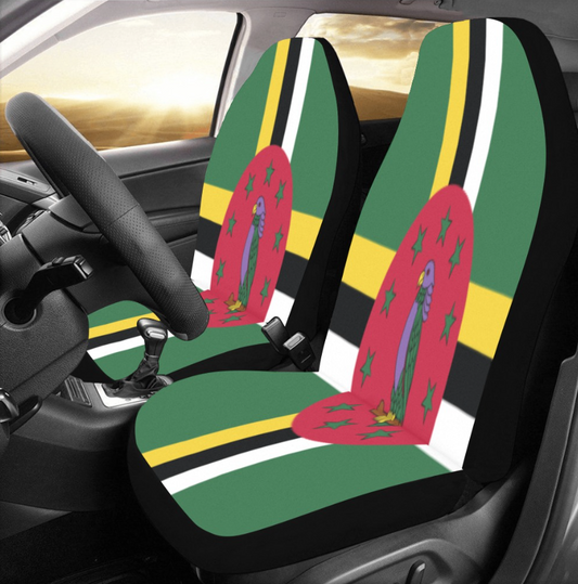Dominica Flag Car Seat Cover (Set Of 2) - Universal Front Car, Custom Seat Protector Dominica Car Covers