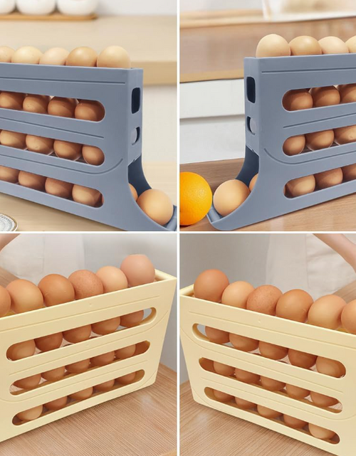 Load image into Gallery viewer, Egg Tray- 4 Tiers Egg Holder Fridge, Eggs Dispenser, Egg Roller, Egg Tray Storage, Container Space-Saving Egg Roller for Refrigerator, Eggs Organizer
