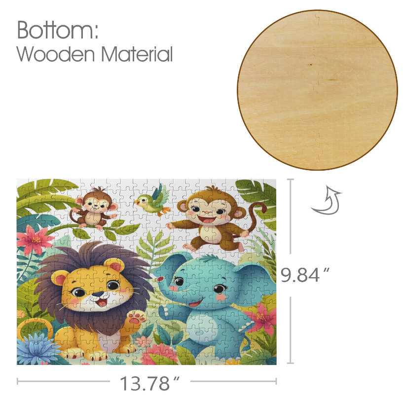 Puzzle- Baby Elephant Puzzle 300 Jigsaw Puzzle Pieces, Custom Puzzle for Birthday, Toddler, Wedding, Kids, Family, Pet, etc.