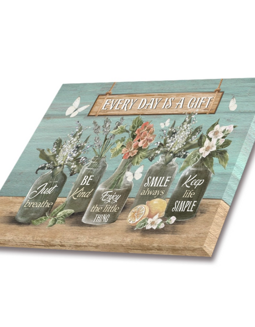 Load image into Gallery viewer, Framed Canvas- Everyday is a Gift Kitchen Wall Decor, Housewarming Gifts, Flower Picture Wall Decor Every Day is a Gift Floral Canvas Prints, Living Room Bedroom, Bathroom, Kitchen
