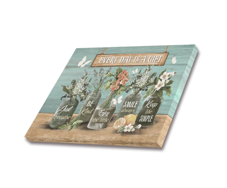 Framed Canvas- Everyday is a Gift Kitchen Wall Decor, Housewarming Gifts, Flower Picture Wall Decor Every Day is a Gift Floral Canvas Prints, Living Room Bedroom, Bathroom, Kitchen